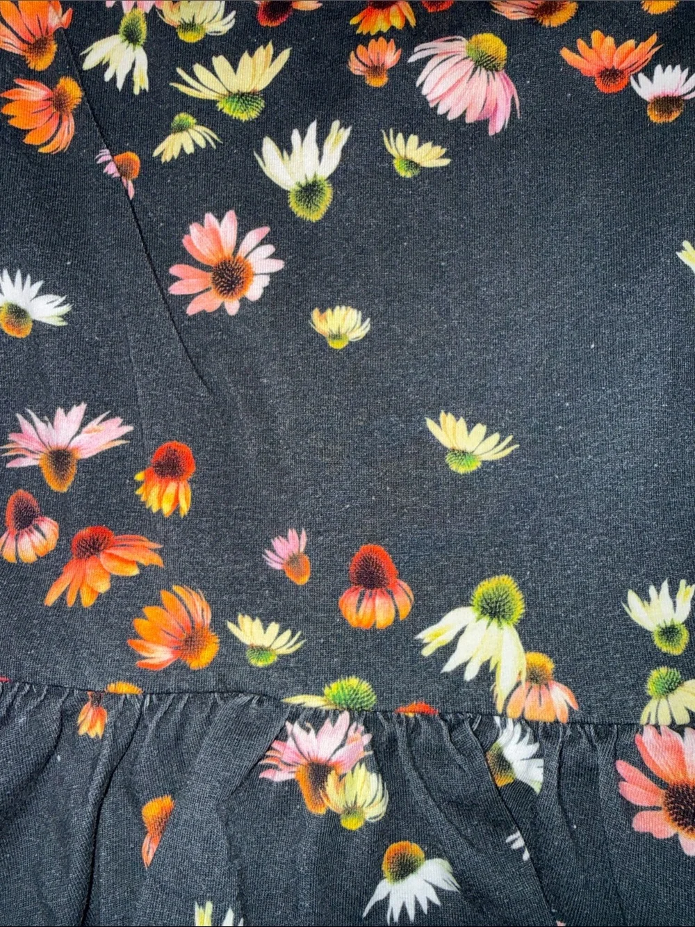 Molo Floral Peplum tiered Dress Pink and Orange Daisies girl 3 4 98 104 organic